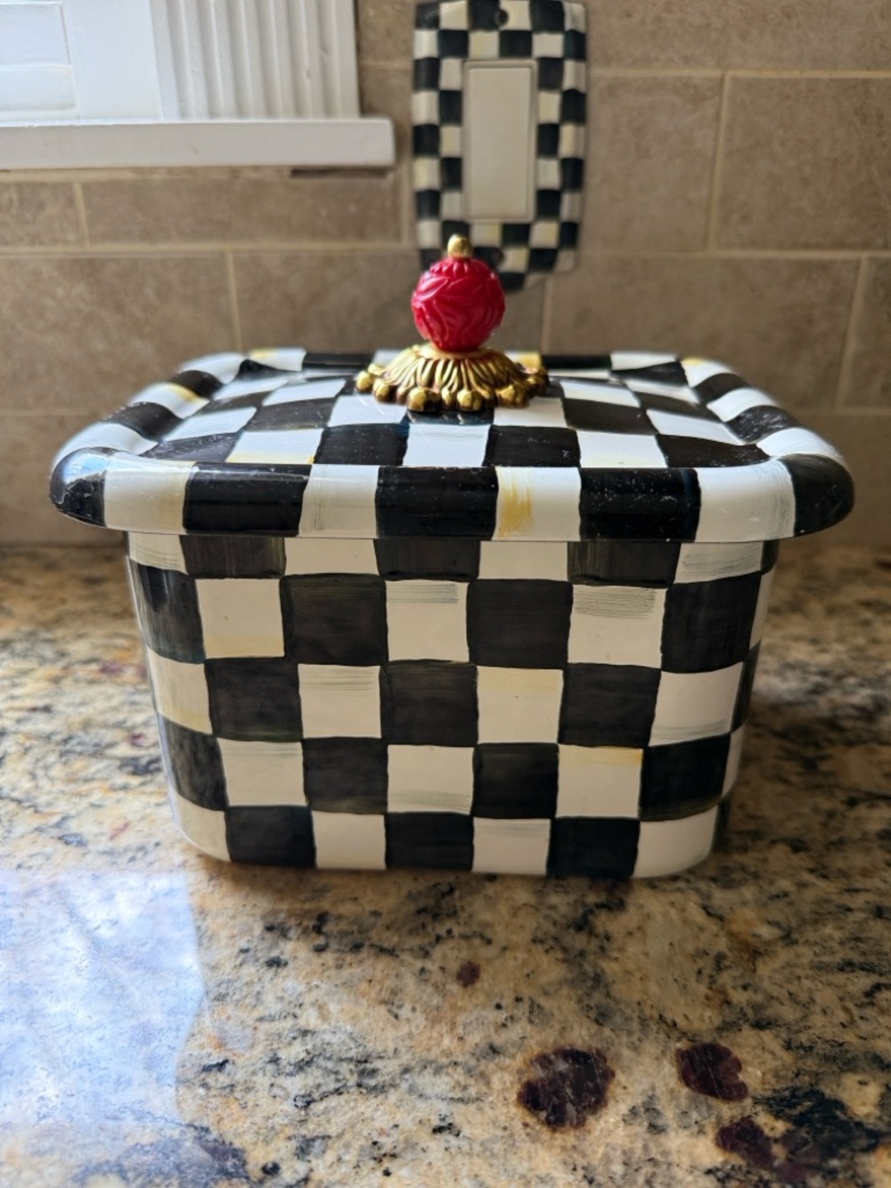 McKenzie Childs Courtly Check Recipe Box with new recipe and appetizer cards